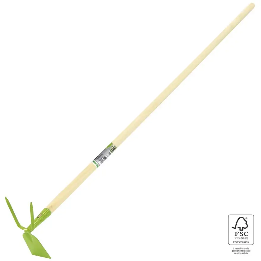 Double-ended square hoe with FSC® wooden handle