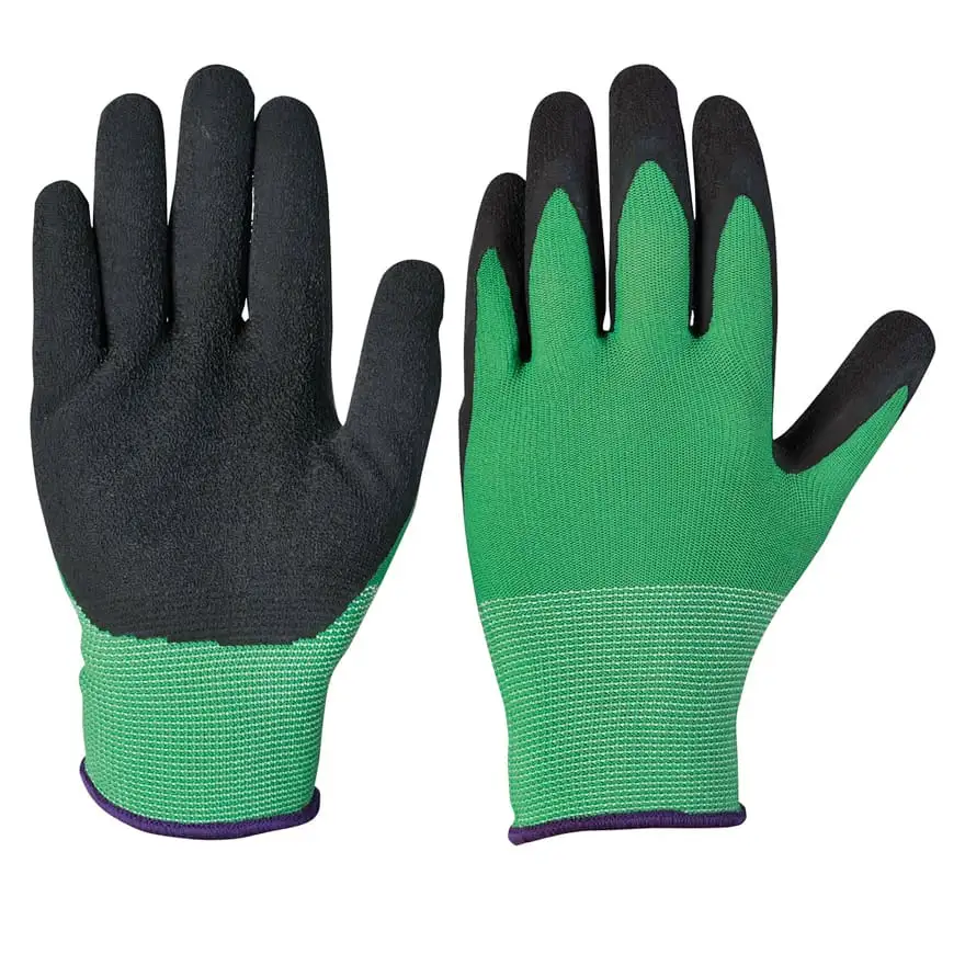 Polyester and latex garden gloves