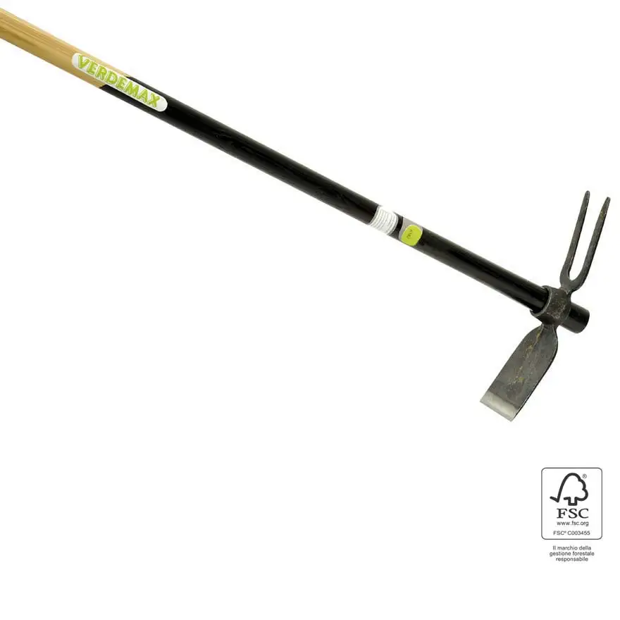 Double-ended square hoe with FSC® wooden handle