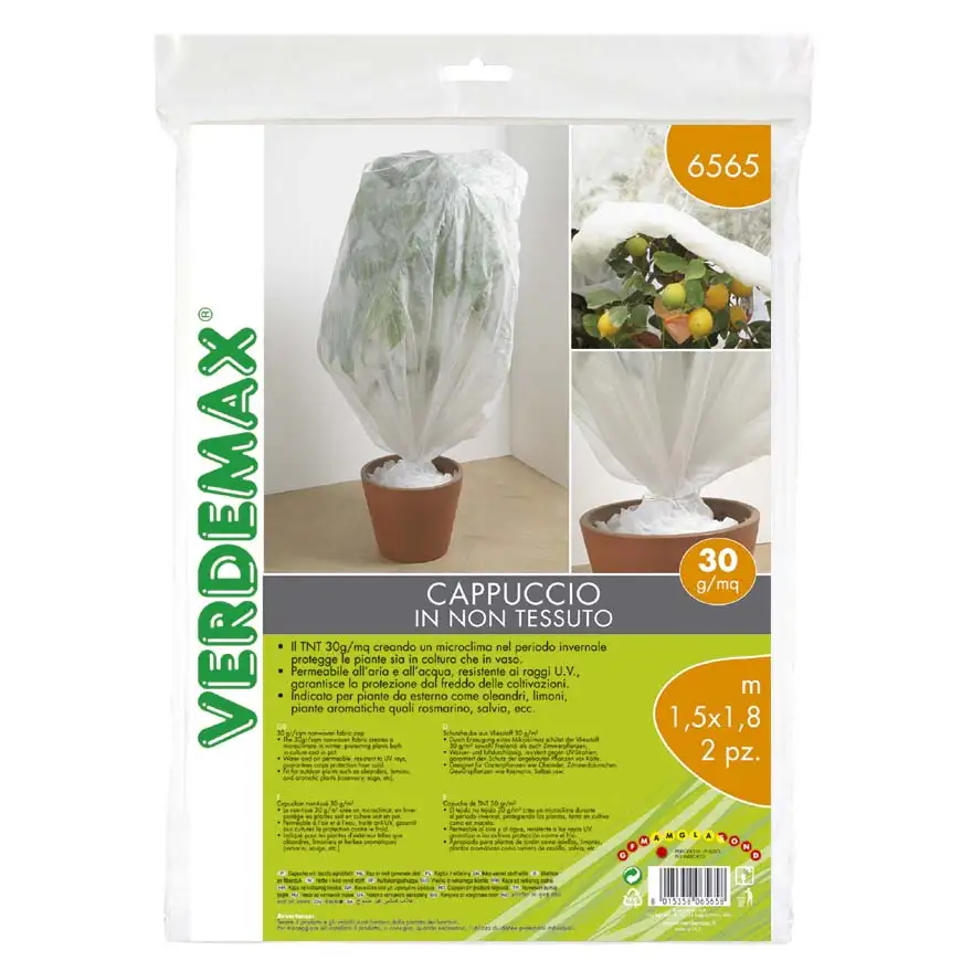 Hood in white 30 g/m2 non-woven fabric